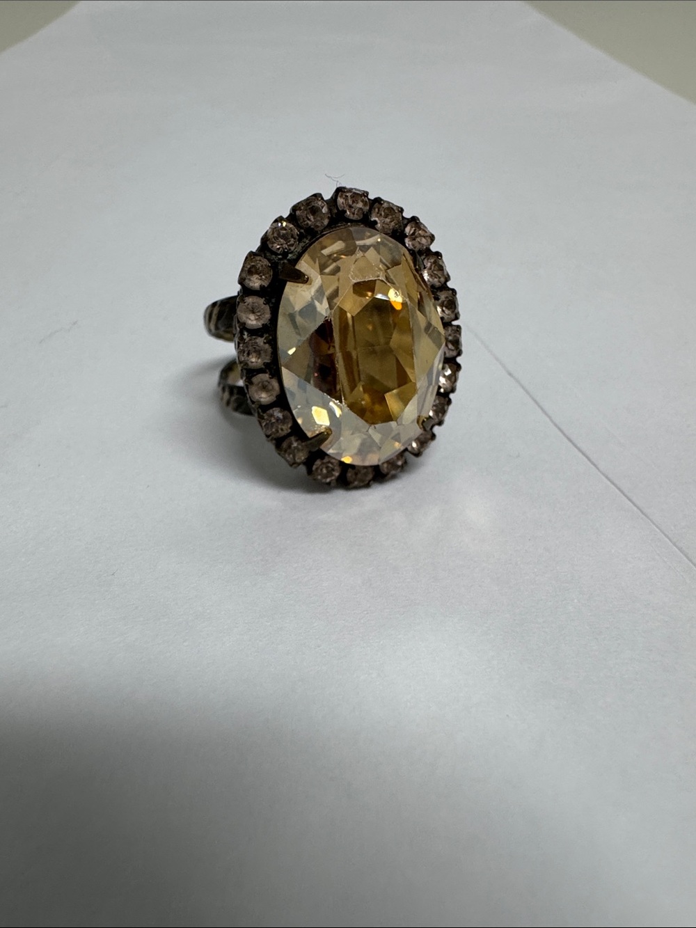 Sorrelli Amber Oval Crystal Halo Ring